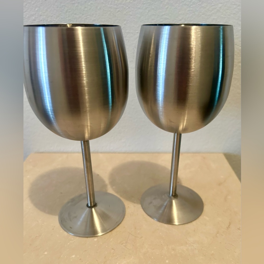 2 Stainless Steel wine glasses/goblets